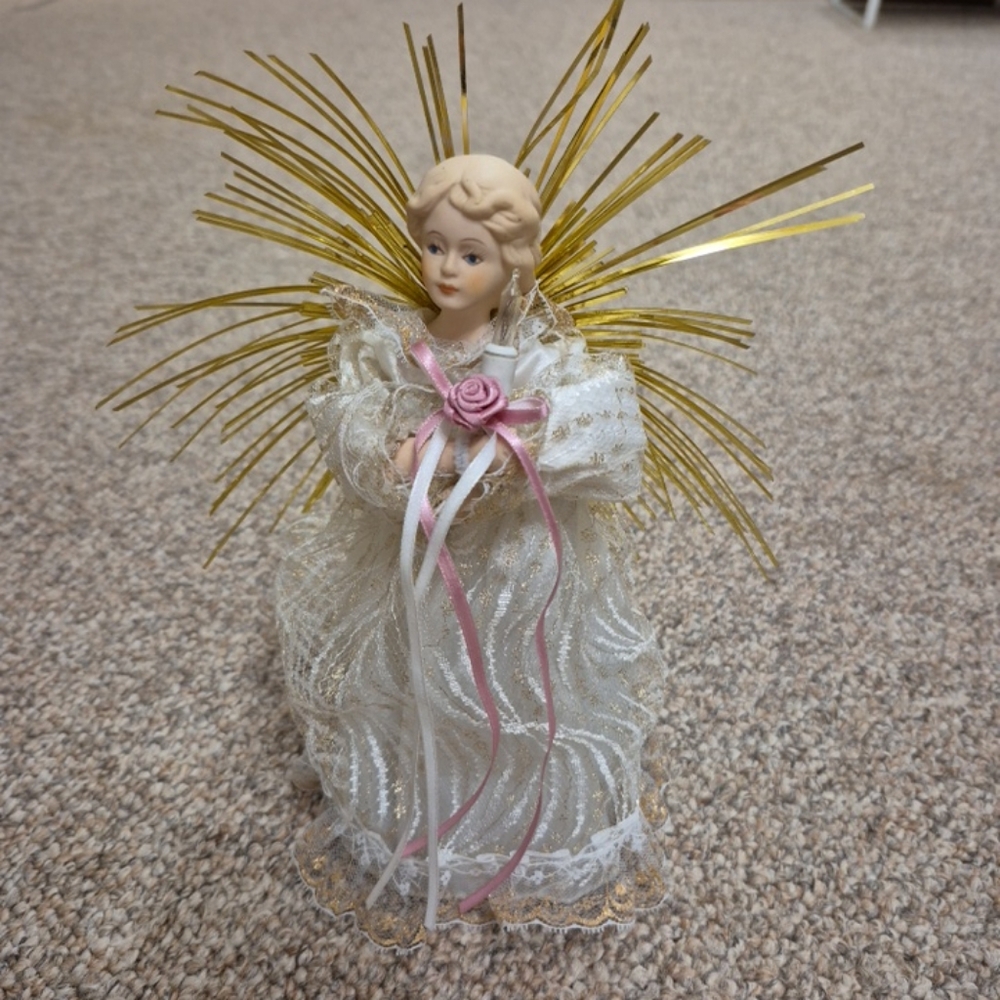 Vintage Angel Figurine Tree Topper EUC